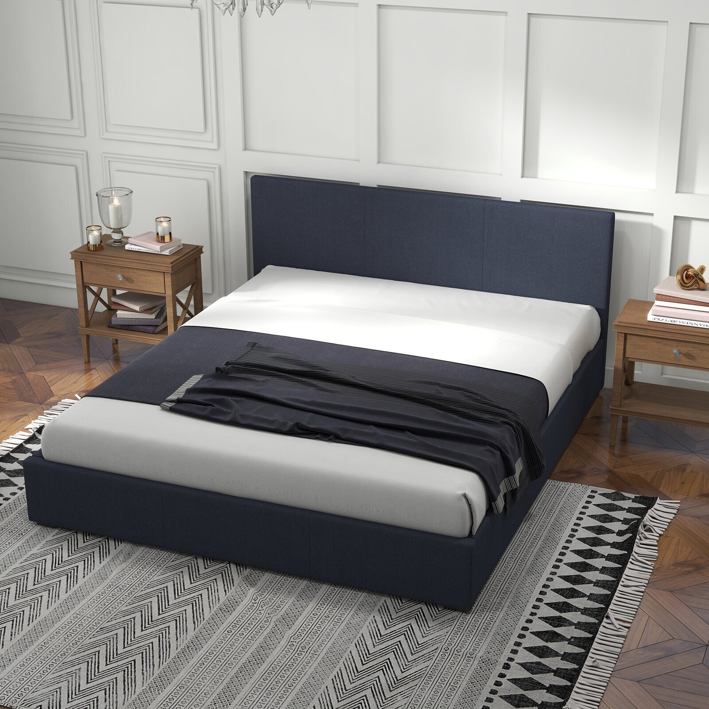 Milano Luxury Gas Lift Bed with Headboard (Model 1) - Charcoal No.35 - King Single