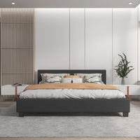 Milano Sienna Luxury Bed with Headboard (Model 2) - Charcoal No.35 - King Single