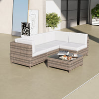 Milano Outdoor 5 PC Rattan Sofa Set Colour Oatmeal Seat & Black Coating (5 Boxes)