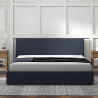 Milano Luxury Gas Lift Bed with Headboard (Model 1) - Charcoal No.35 - Queen