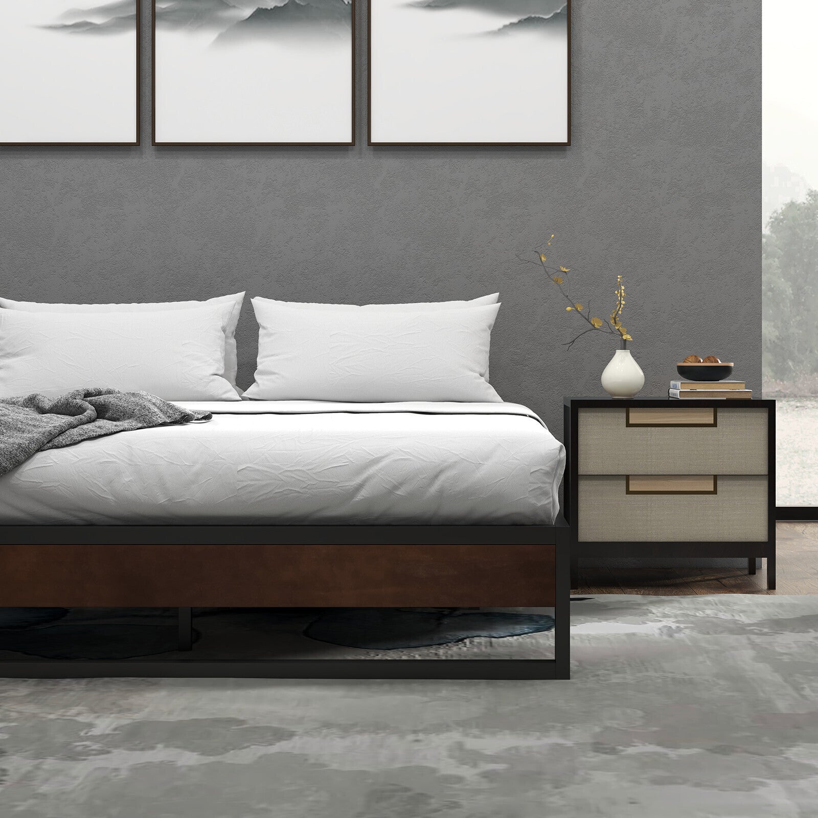 Sorrento Metal and Wood bed base - Single