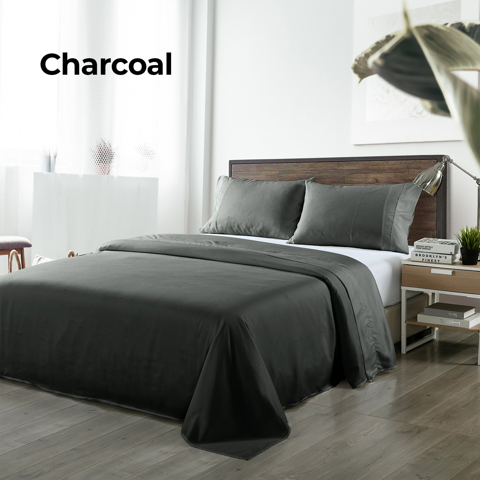 Royal Comfort Blended Bamboo Sheet Set Charcoal - King