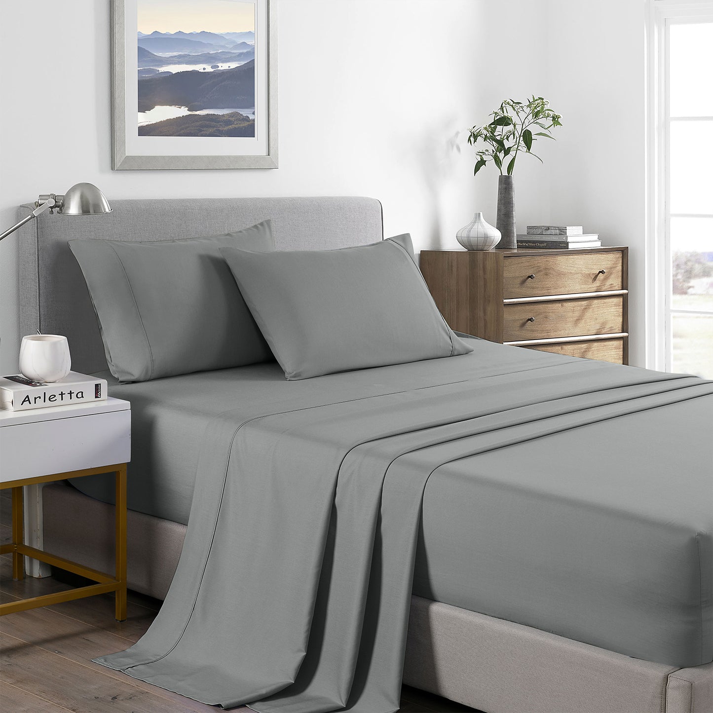 Royal Comfort Bamboo Cooling 2000TC Sheet Set King - Mid Grey