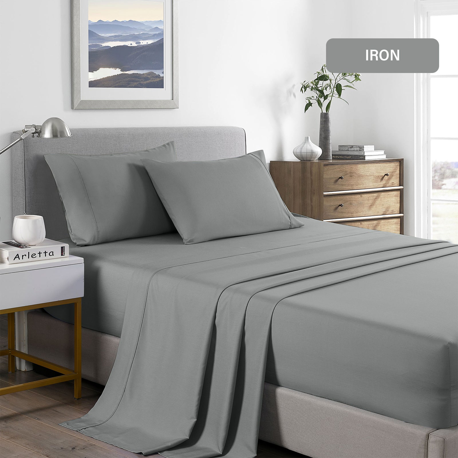 Royal Comfort Bamboo Cooling 2000TC Sheet Set King - Mid Grey