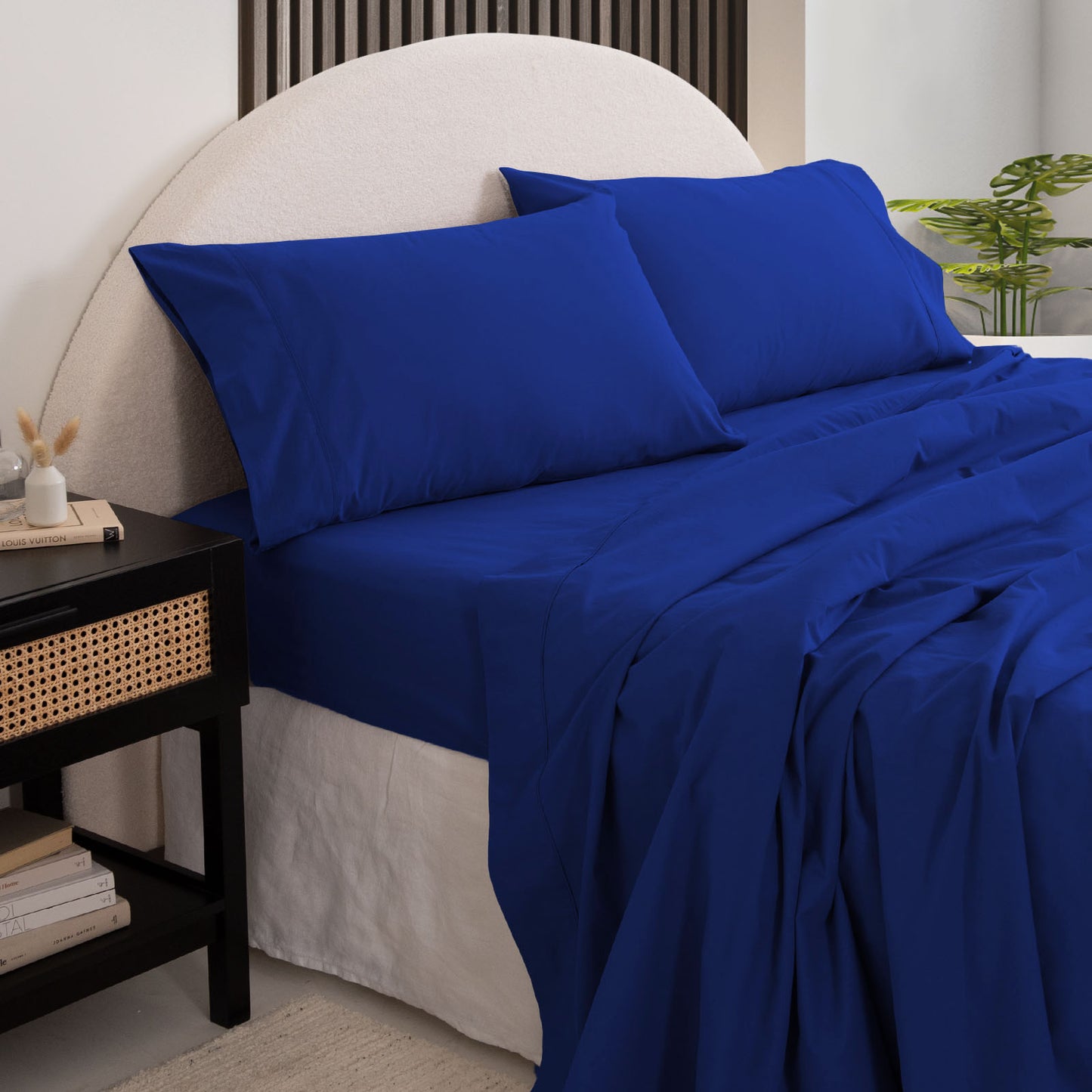 Royal Comfort Vintage Washed 100 % Cotton Sheet Set Single - Royal Blue