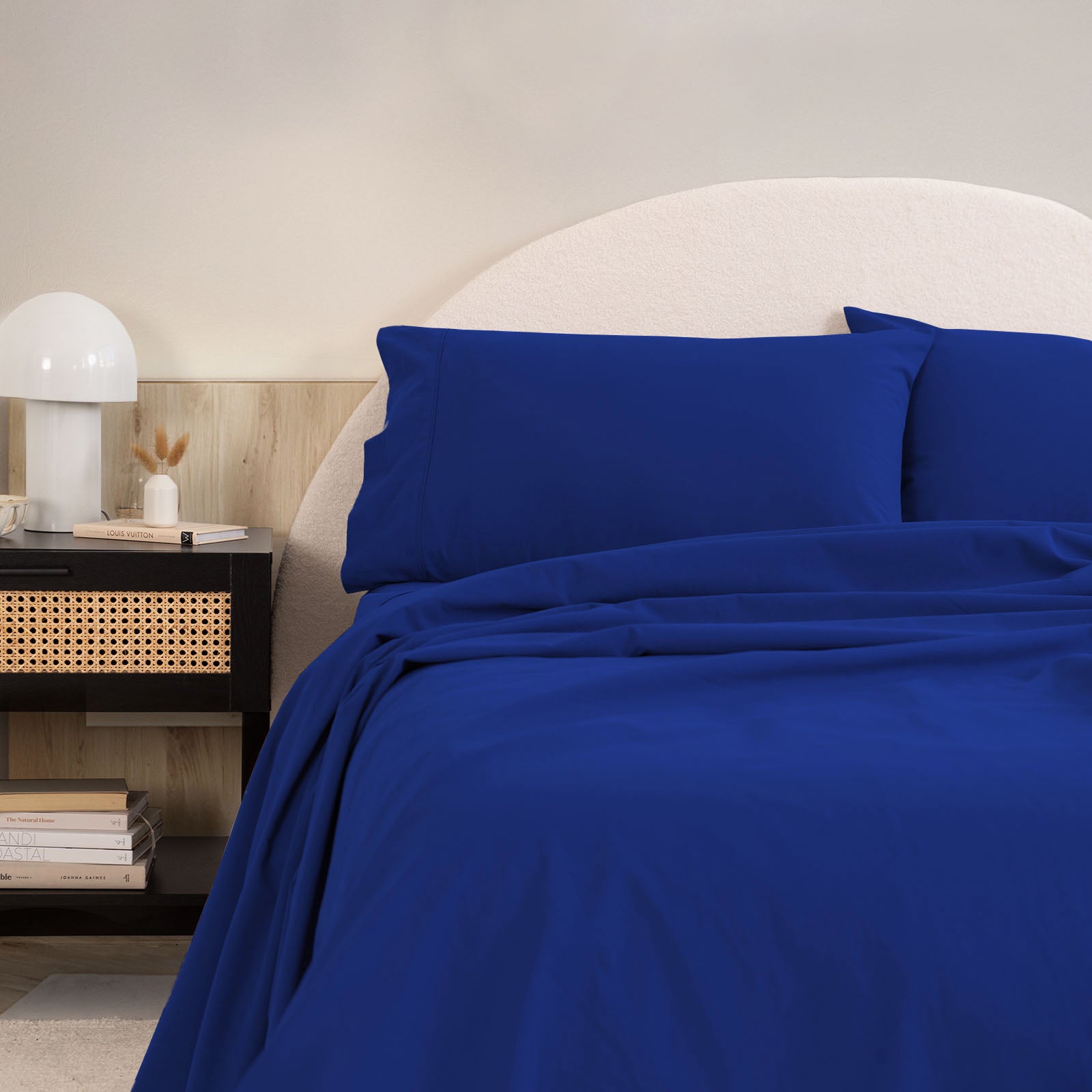 Royal Comfort Vintage Washed 100 % Cotton Sheet Set Single - Royal Blue