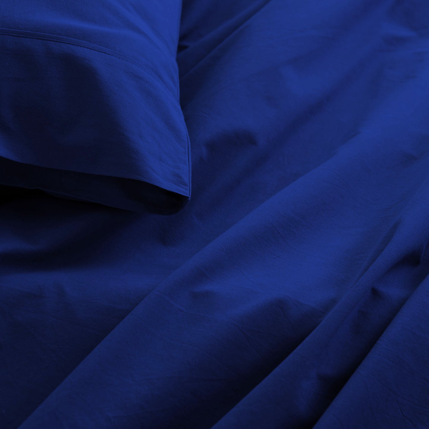 Royal Comfort Vintage Washed 100 % Cotton Sheet Set Single - Royal Blue