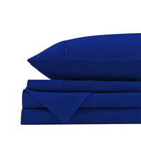 Royal Comfort Vintage Washed 100 % Cotton Sheet Set Double - Royal Blue