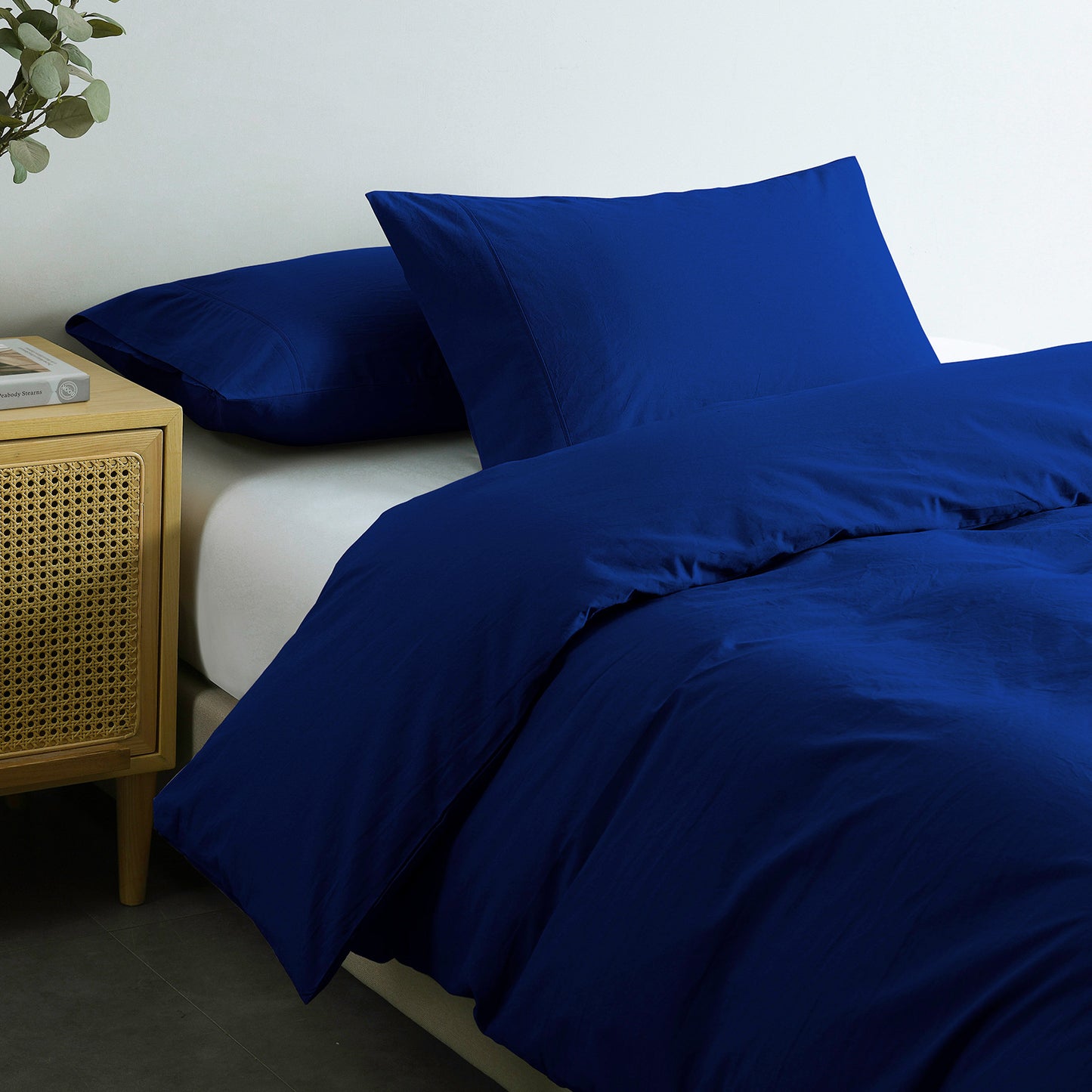 Royal Comfort Vintage Washed 100 % Cotton Quilt Cover Set Single - Royal Blue