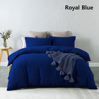 Royal Comfort Vintage Washed 100 % Cotton Quilt Cover Set Single - Royal Blue