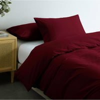 Royal Comfort Vintage Washed 100 % Cotton Quilt Cover Set Single - Mulled Wine