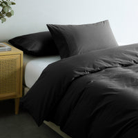 Royal Comfort Vintage Washed 100 % Cotton Quilt Cover Set Double - Charcoal