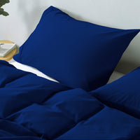 Royal Comfort Vintage Washed 100 % Cotton Quilt Cover Set Double - Royal Blue