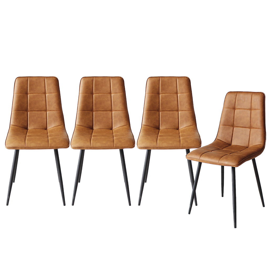 Levede 4x Dining Chairs Kitchen Chair Brown Faux Leather