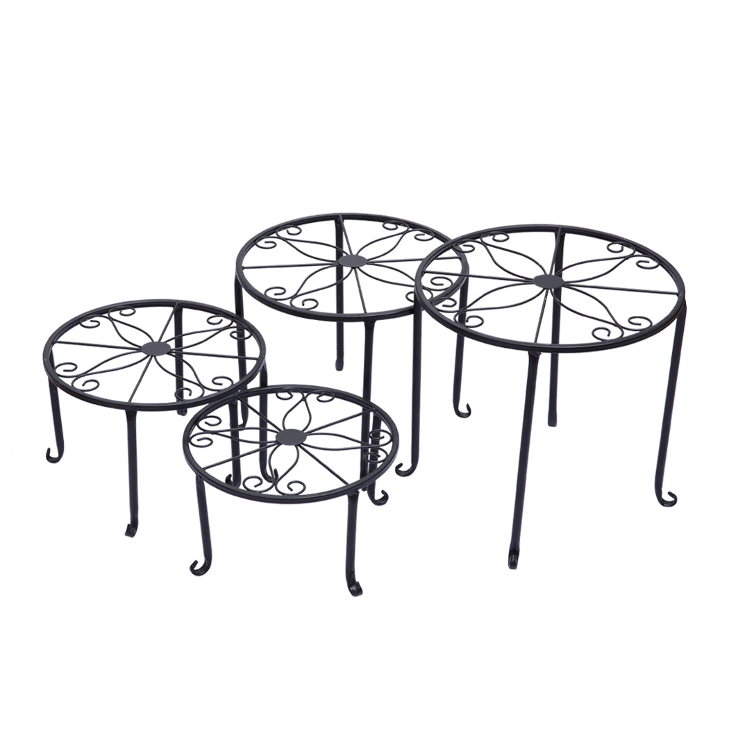 4 x Levede Metal Plant Stand Outdoor Black