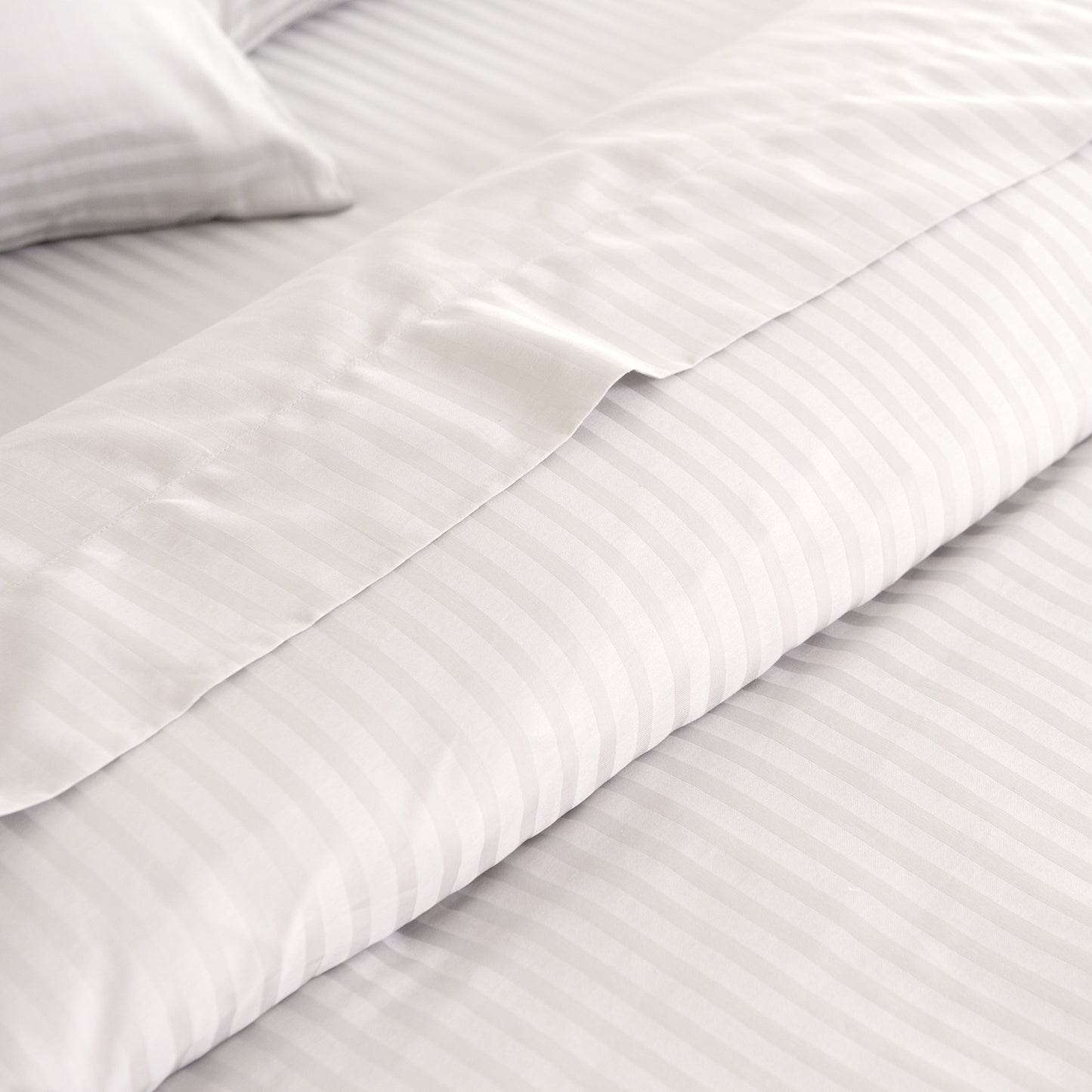 KENSINGTON 1200TC COTTON SHEET SET IN STRIPE-DOUBLE - WHITE