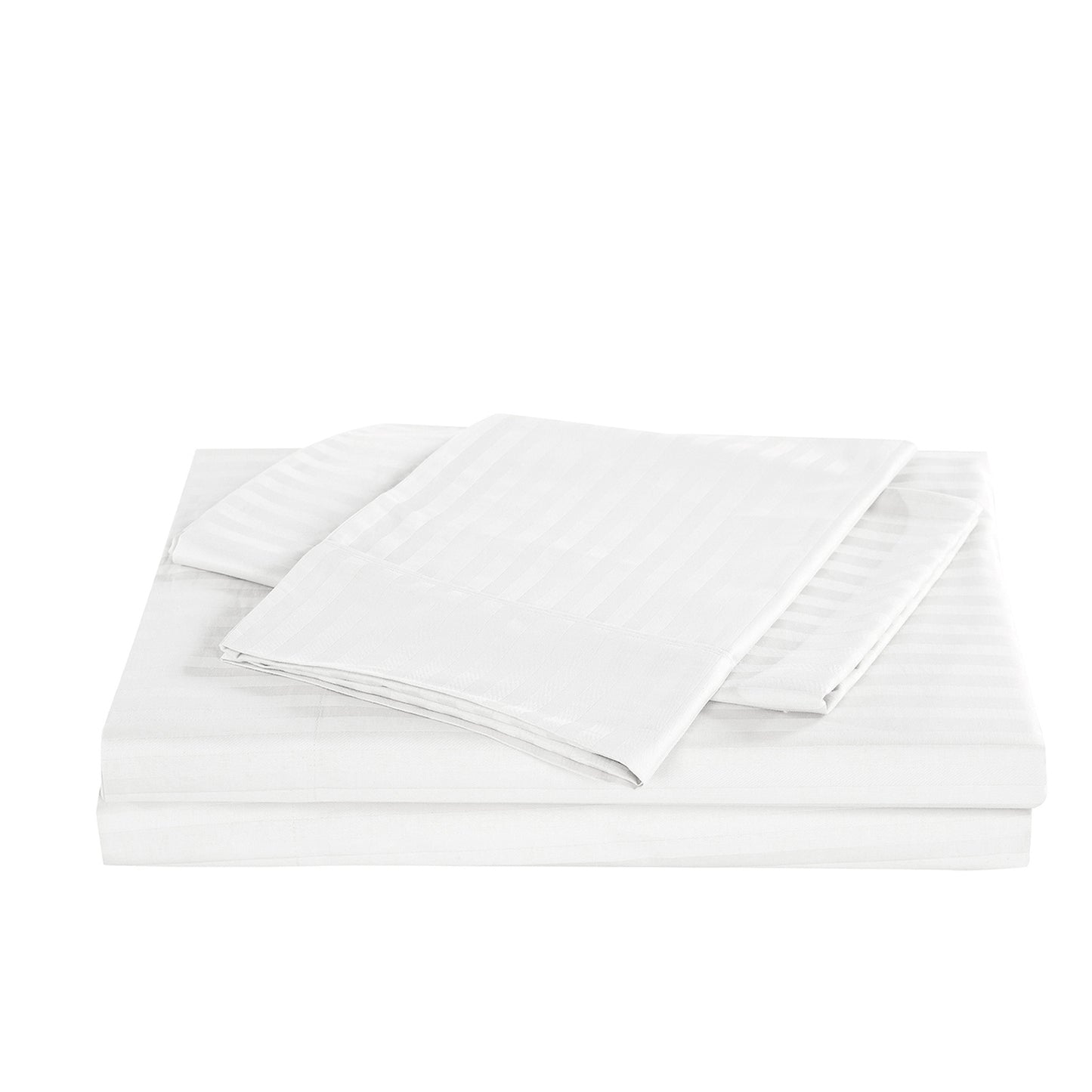 KENSINGTON 1200TC COTTON SHEET SET IN STRIPE-DOUBLE - WHITE