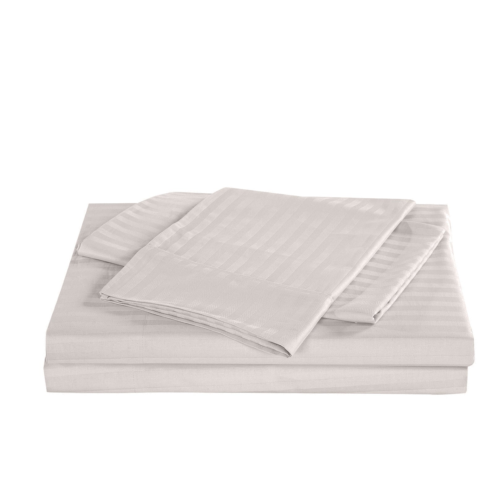 KENSINGTON 1200TC COTTON SHEET SET IN STRIPE-QUEEN - SILVER (GREY)