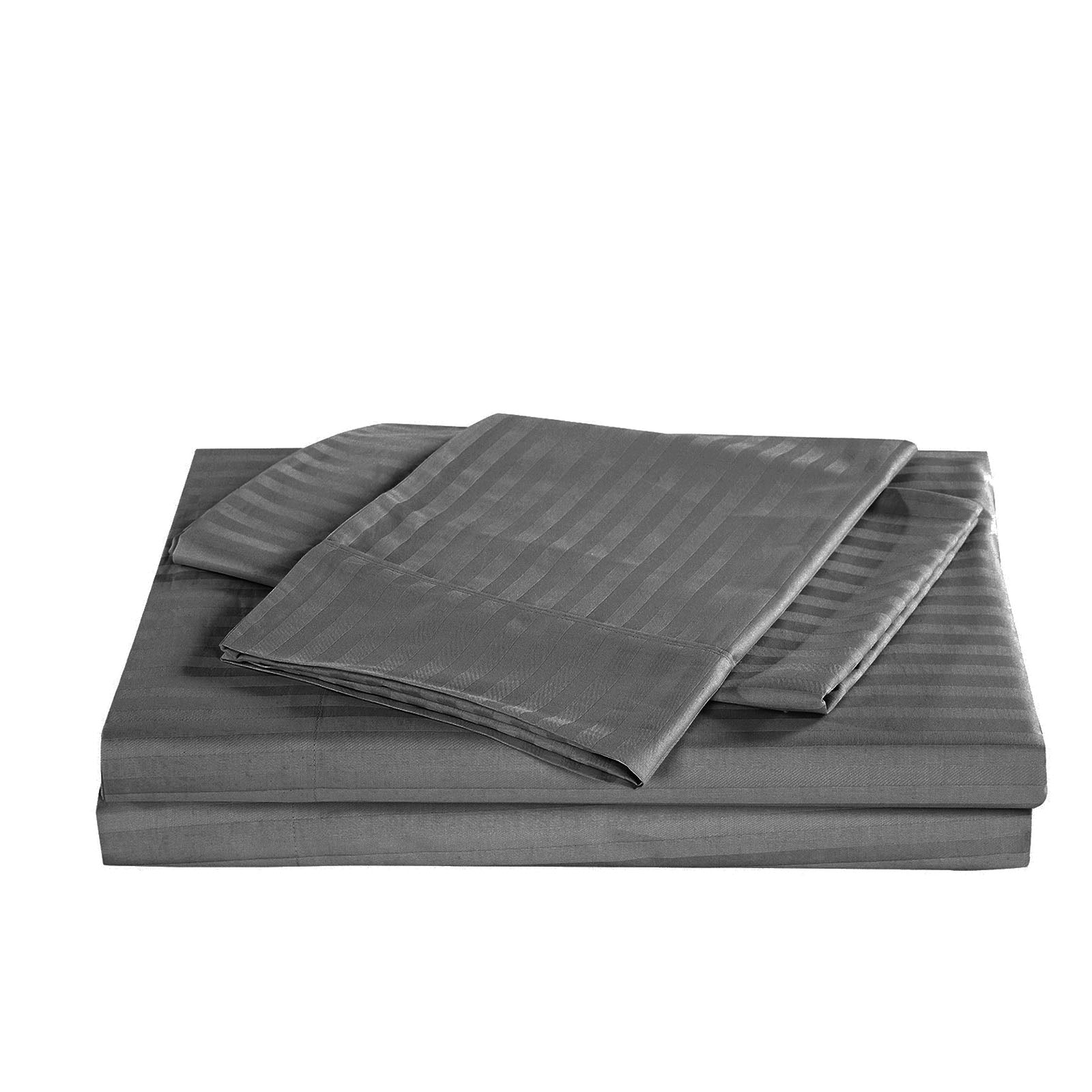 KENSINGTON 1200TC COTTON SHEET SET IN STRIPE-QUEEN - CHARCOAL