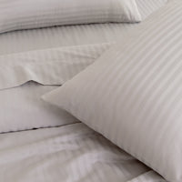 KENSINGTON 1200TC COTTON SHEET SET IN STRIPE- DOUBLE - SILVER (GREY)