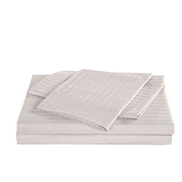 KENSINGTON 1200TC COTTON SHEET SET IN STRIPE- DOUBLE - SILVER (GREY)