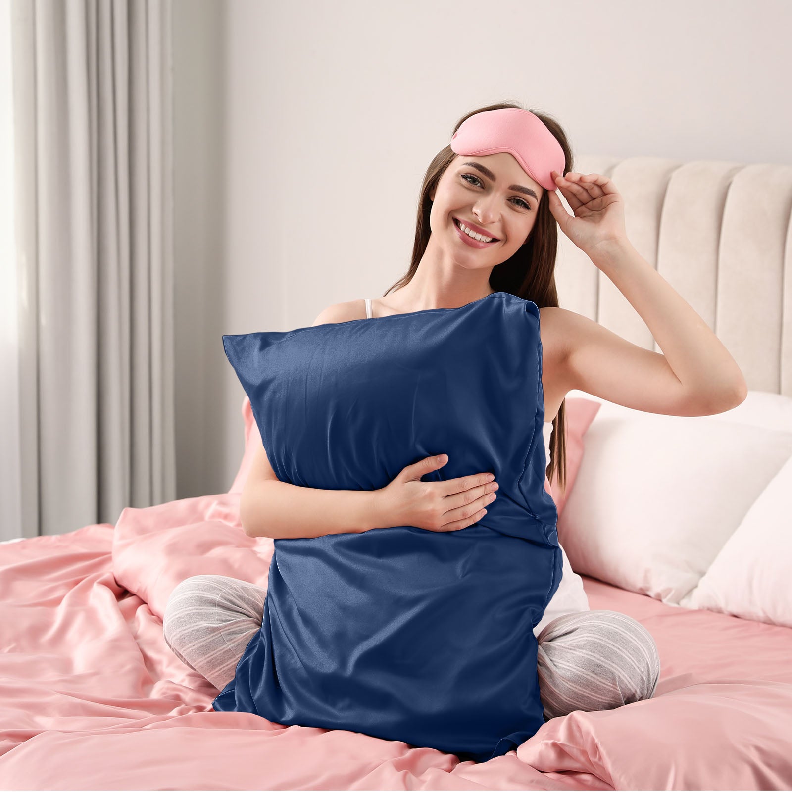 Pure Silk Pillow Case by Royal Comfort-Navy