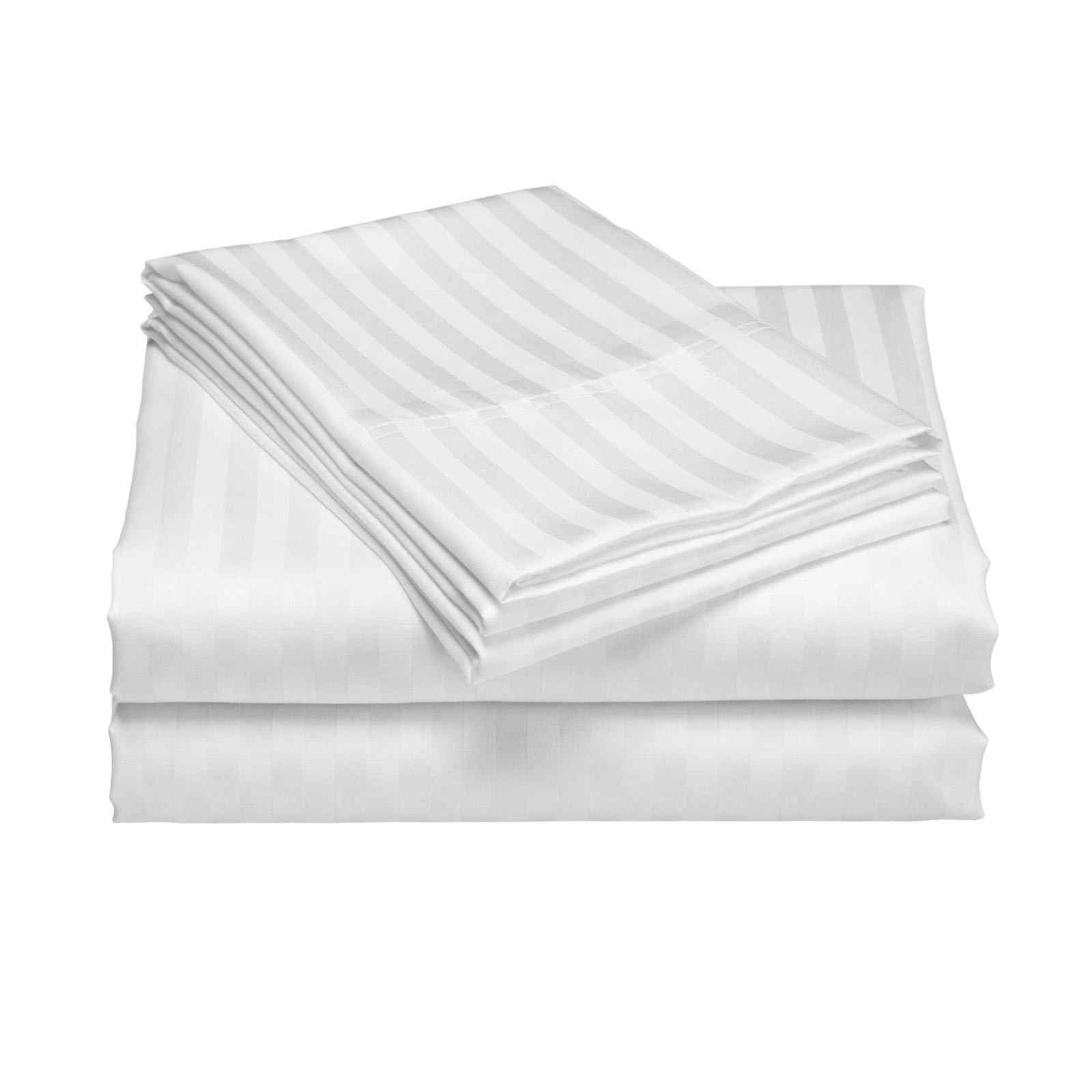 Royal Comfort 1200 Thread count Damask Stripe Cotton Blend sheet sets Queen White