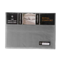 Royal Comfort 1200 Thread count Damask Stripe Cotton Blend sheet sets Queen Charcoal Grey