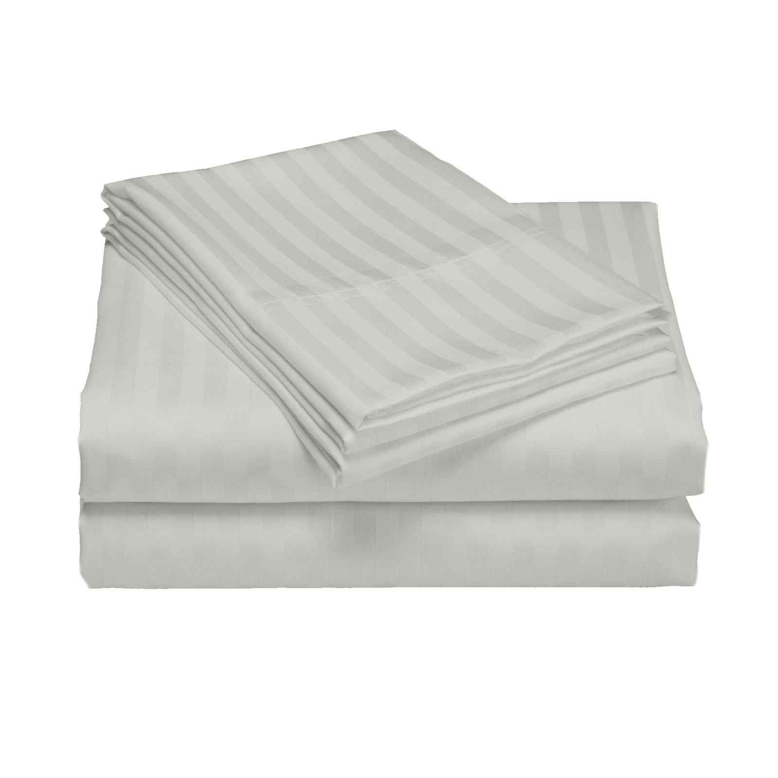 Royal Comfort 1200 Thread count Damask Stripe Cotton Blend sheet sets Queen Silver