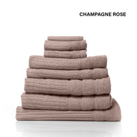 Royal Comfort Eden Egyptian Cotton 600 GSM 8 Piece Towel Pack Champagne Rose