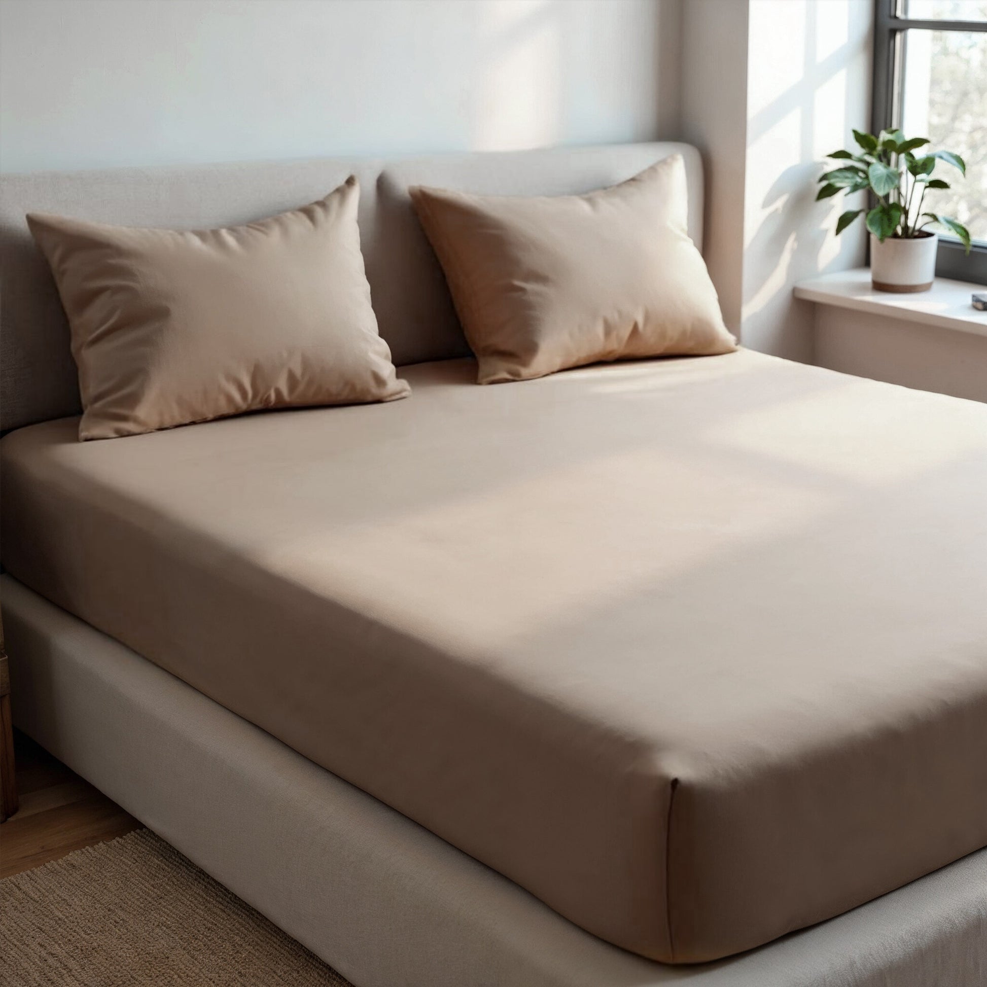 Royal Comfort 1500TC Cotton Rich Fitted sheet 3 PC Set Double-Stone