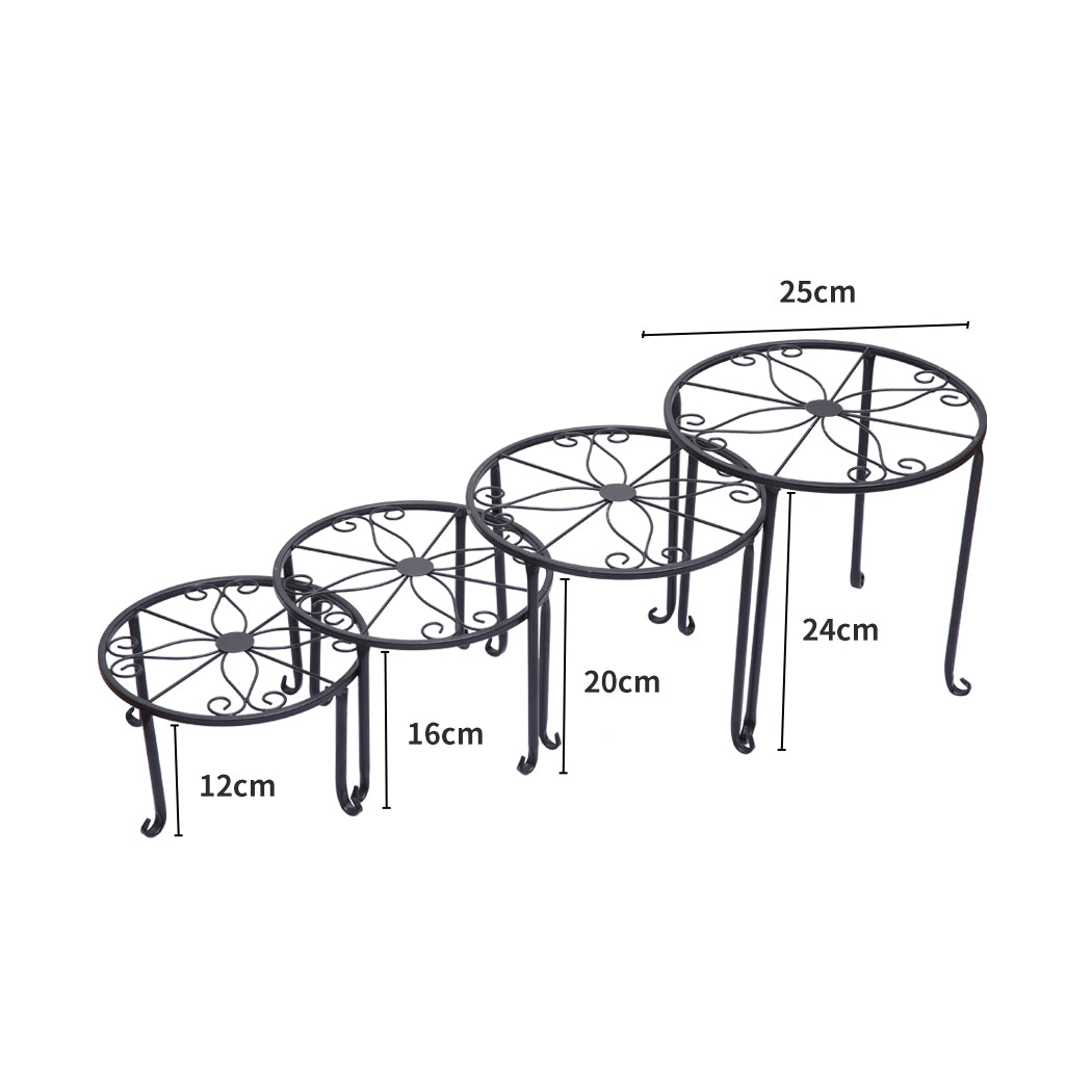 4 x Levede Metal Plant Stand Outdoor Black