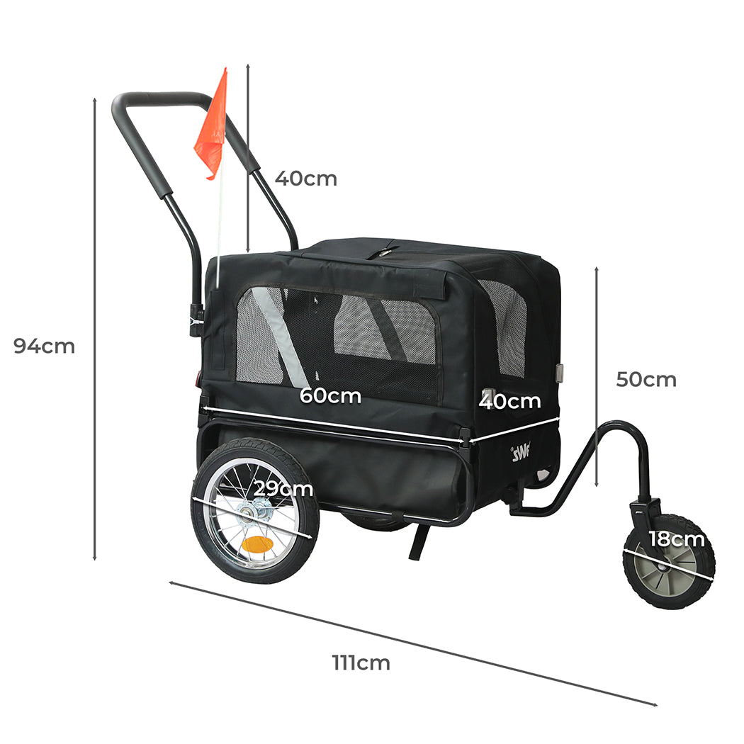PaWz Pet Stroller Bike Trailer 2-IN-1 Sunroof-1942352822540570626