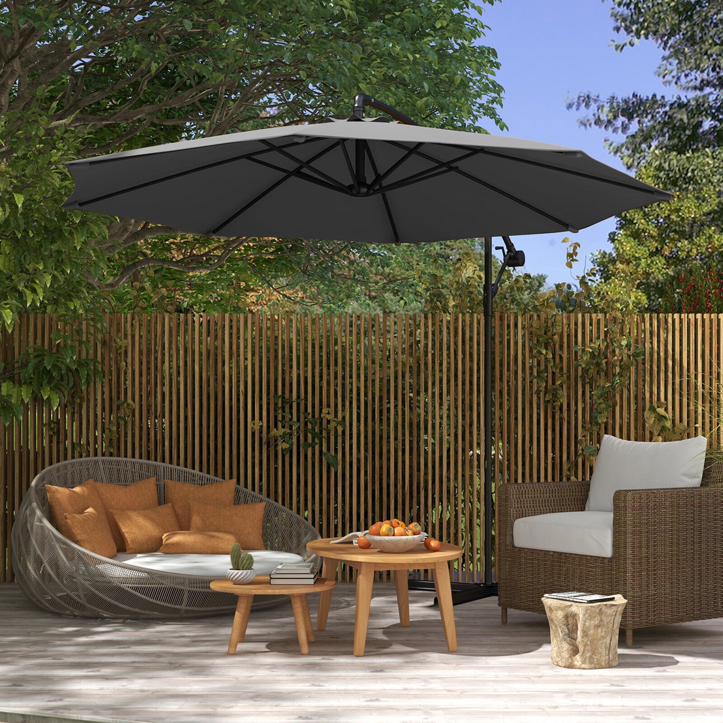 Milano 3M Outdoor Umbrella Cantilever With Protective Cover Patio Garden Shade