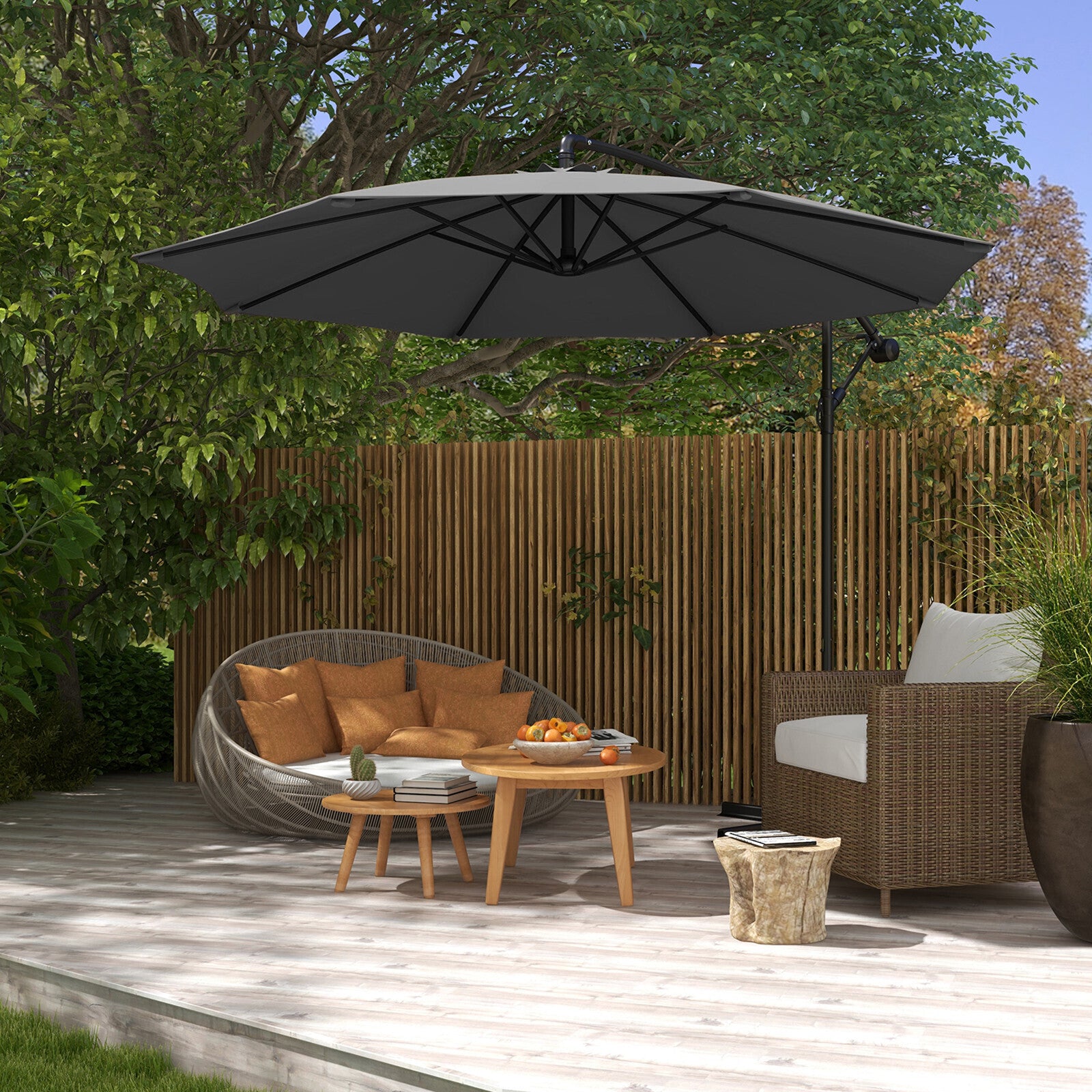 Milano 3M Outdoor Umbrella Cantilever With Protective Cover Patio Garden Shade