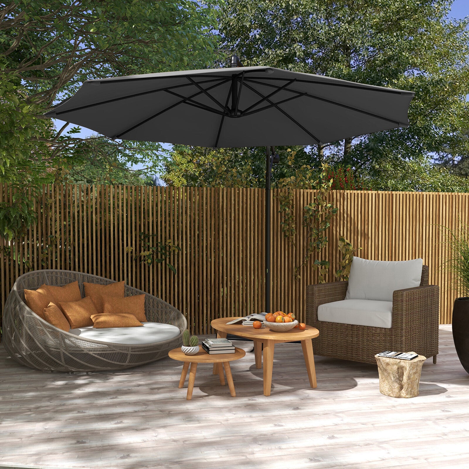 Milano 3M Outdoor Umbrella Cantilever With Protective Cover Patio Garden Shade