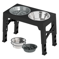 PaWz Elevated Dog Bowls 2 Stainless Steel Bowls and 1 Slow Feeder Bowl-1938089883646169096