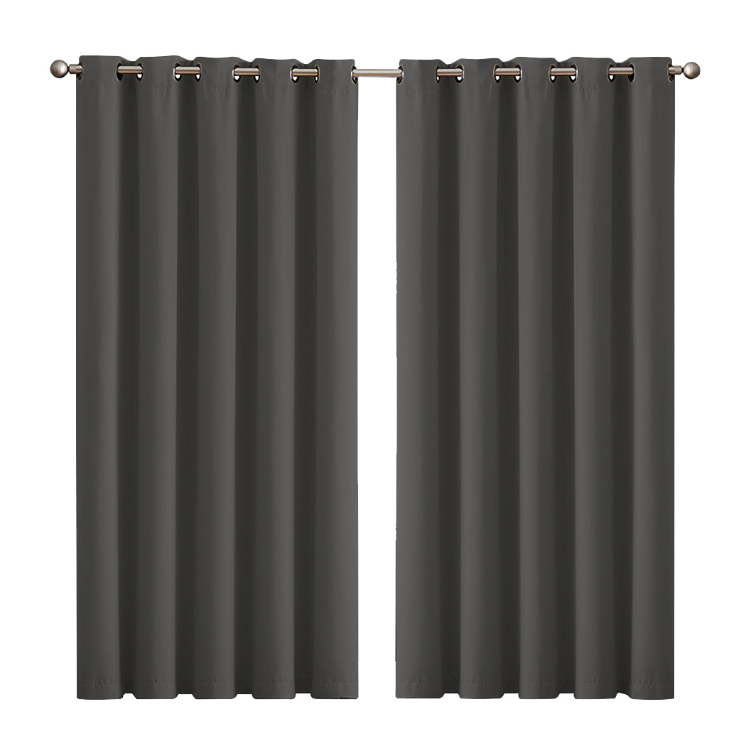 2x Blockout Curtains Panels 3 Layers Charcoal