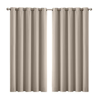 2x Blockout Curtains Panels 3 Layers Beige
