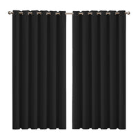 2x Blockout Curtains Panels 3 Layers Black