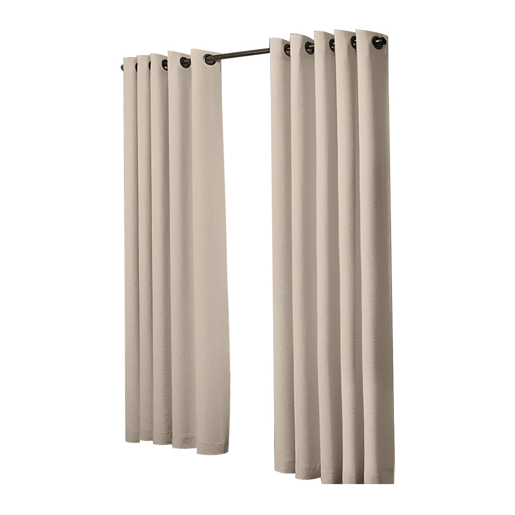 2x Blockout Curtains Panels 3 Layers Beige