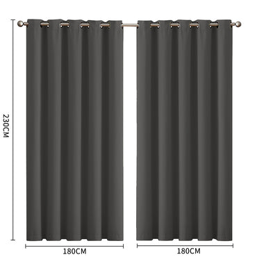 2x Blockout Curtains Panels 3 Layers Charcoal