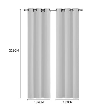 2x Blockout Curtains Panels 3 Layers Grey