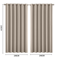 2x Blockout Curtains Panels 3 Layers Beige