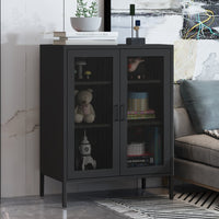 Levede Storage Cabinet Steel Kitchen Black