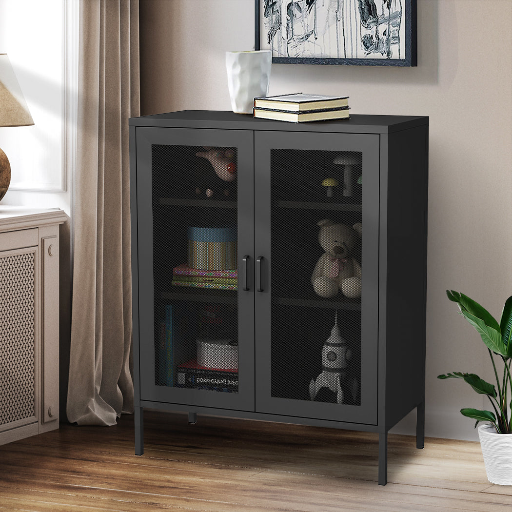 Levede Storage Cabinet Steel Kitchen Black