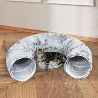 Pawz Cat Tunnel Foldable Fluffy Plush Play Tube Grey-1942353692246282247