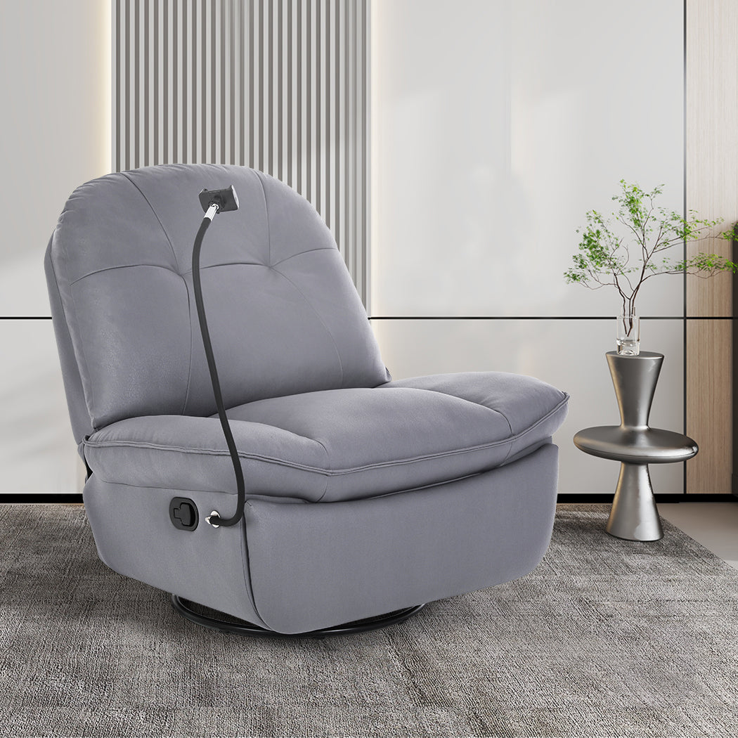 Levede Recliner Chair Lounge 360?Swivel Black