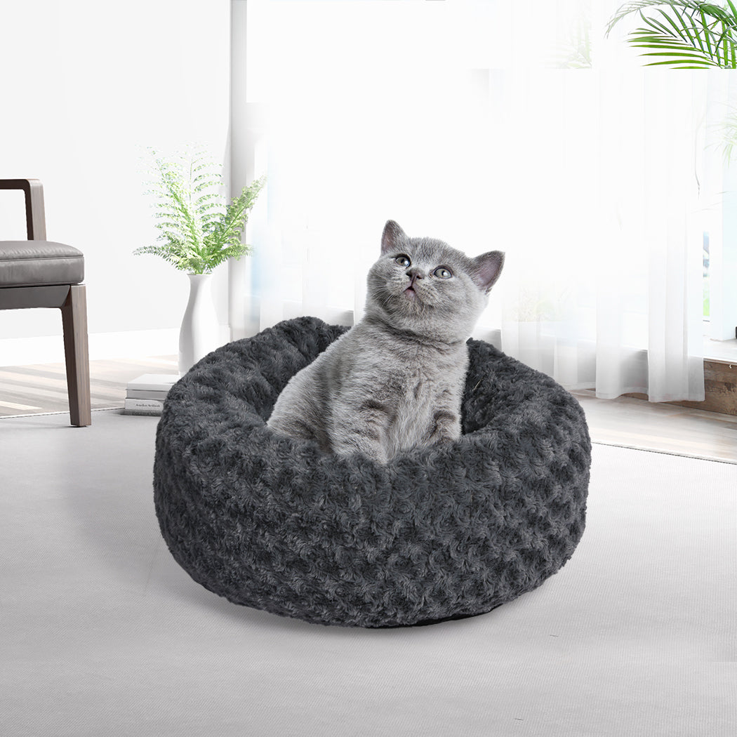 PaWz Calming Dog Bed Warm Soft Plush S Dark Grey Small-1942352744987889670