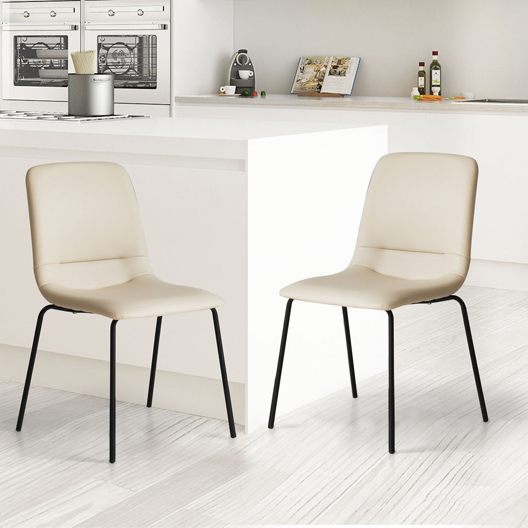 Levede Stackable Dining Chairs Kitchen Beige